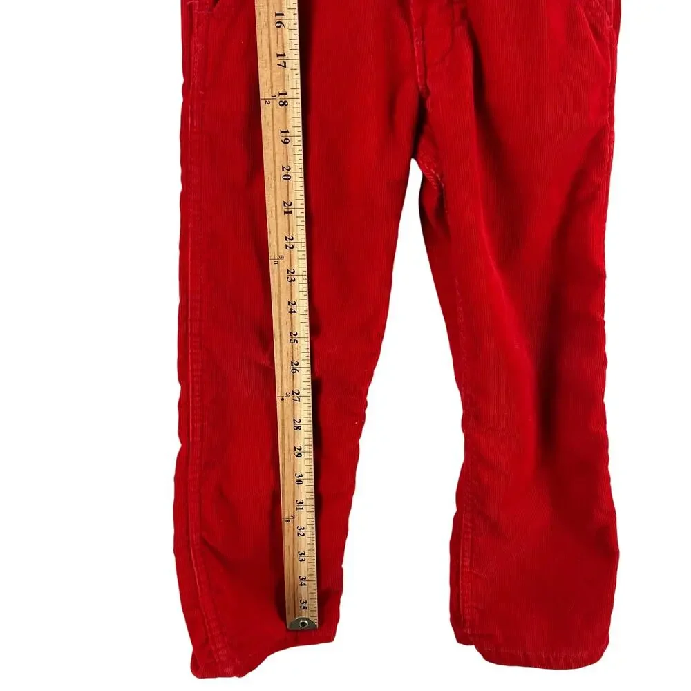 Vintage OshKosh BGosh Kids Corduroy Bib Overalls Size 5 Red Flannel Lined USA